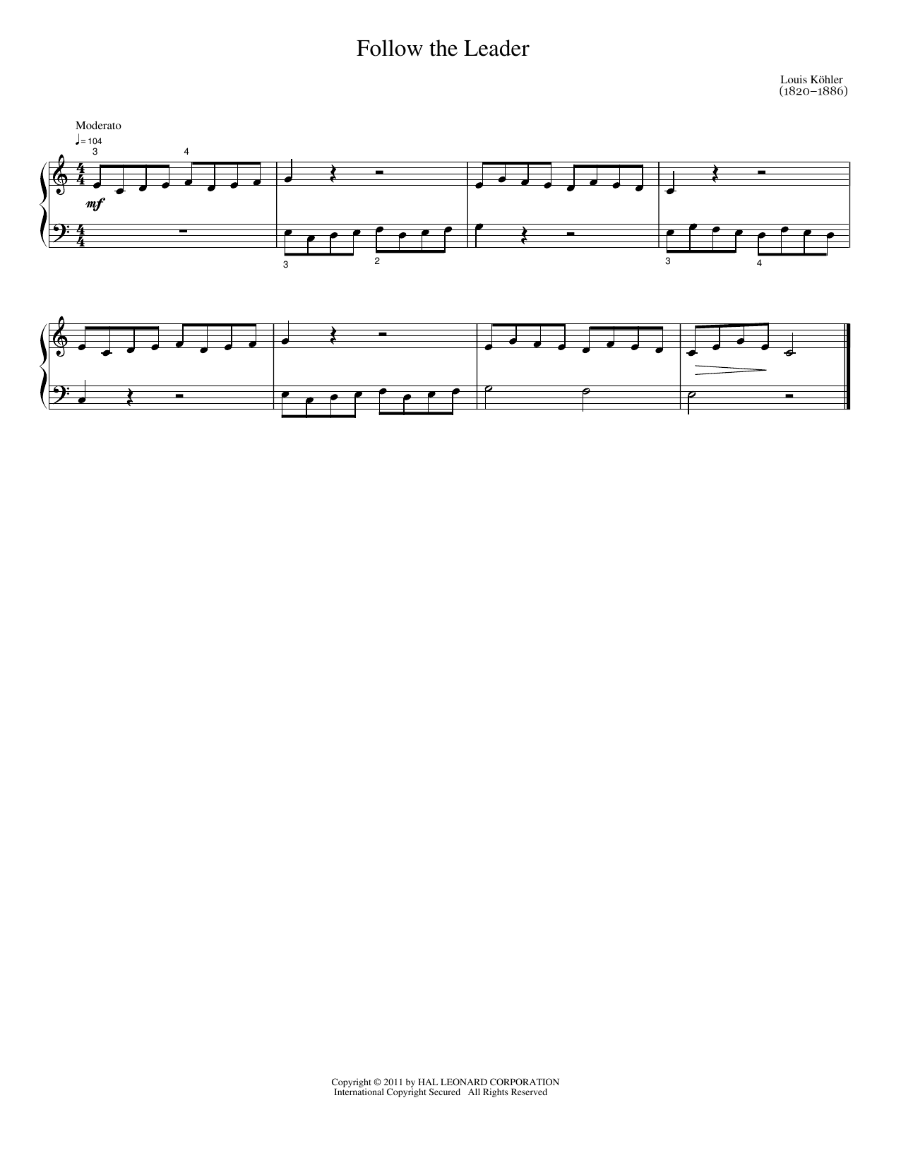 Follow The Leader: Easy Piano