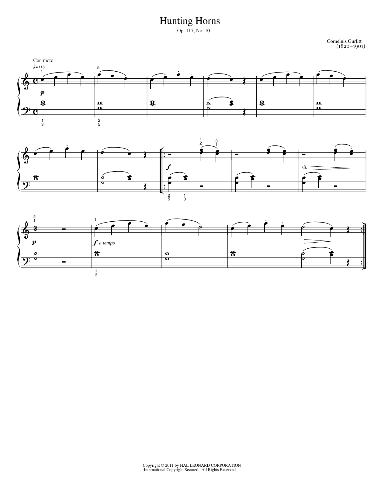 Hunting Horns: Easy Piano