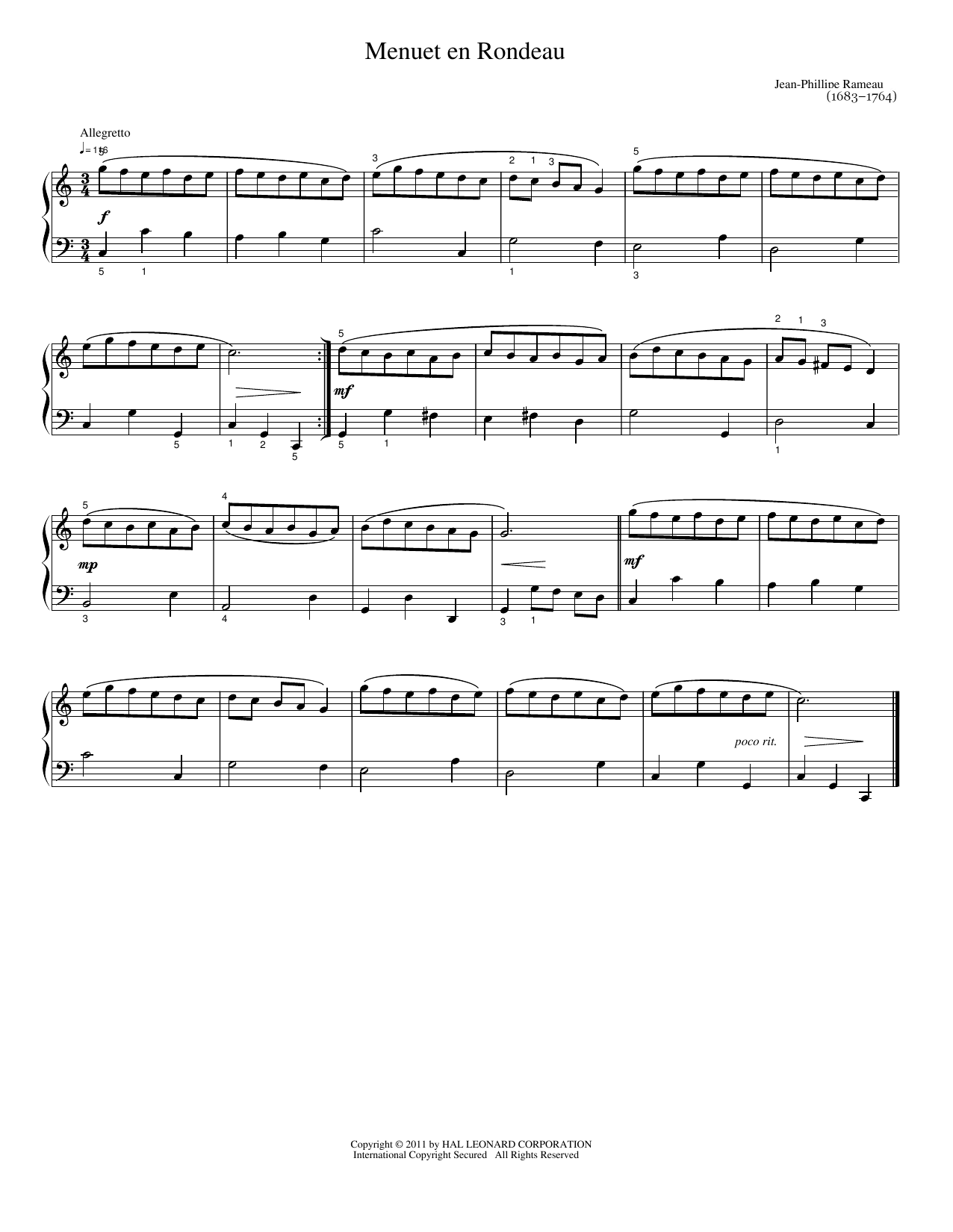 Menuet En Rondeau: Easy Piano