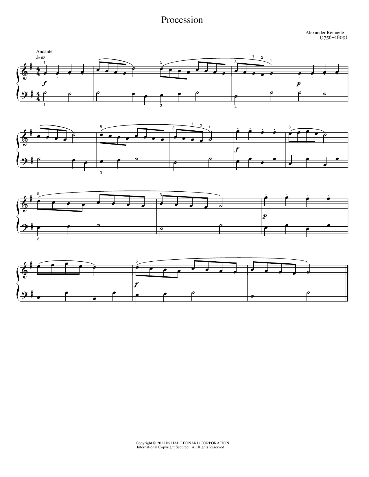 Procession: Easy Piano