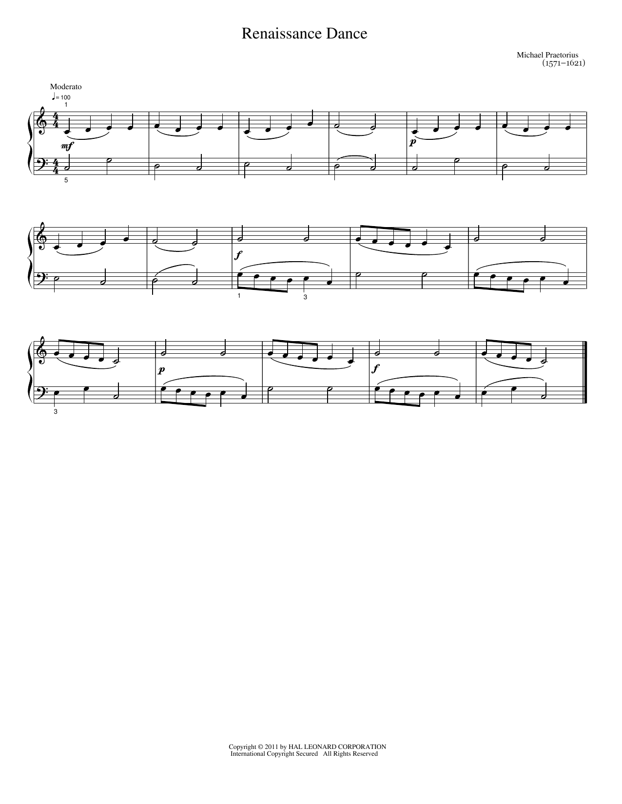 Renaissance Dance: Easy Piano