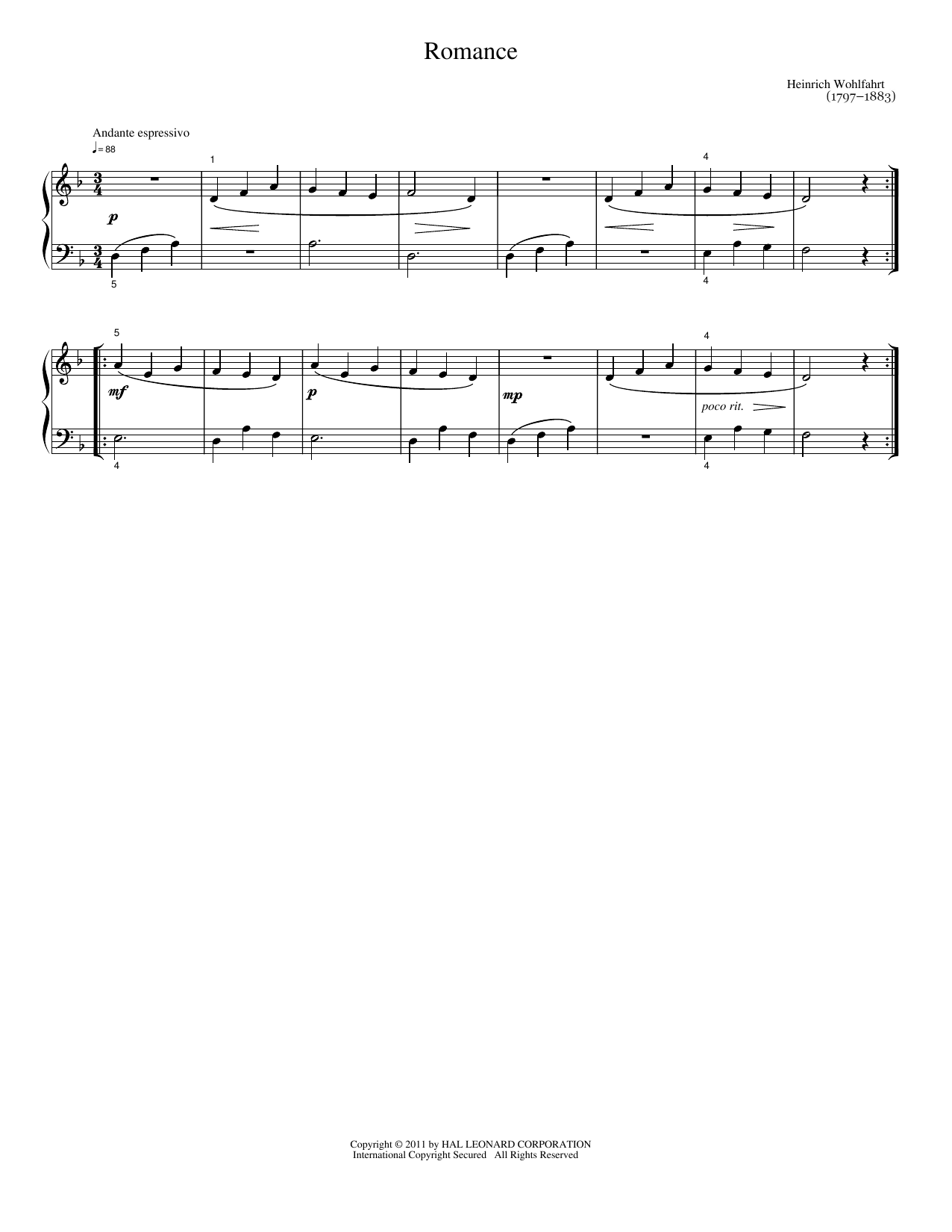 Romance: Easy Piano