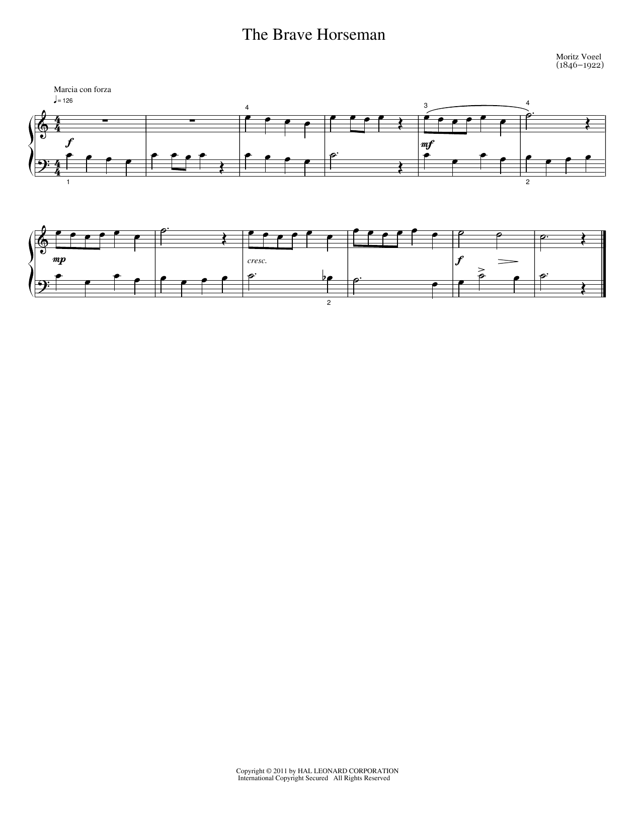 The Brave Horseman: Easy Piano