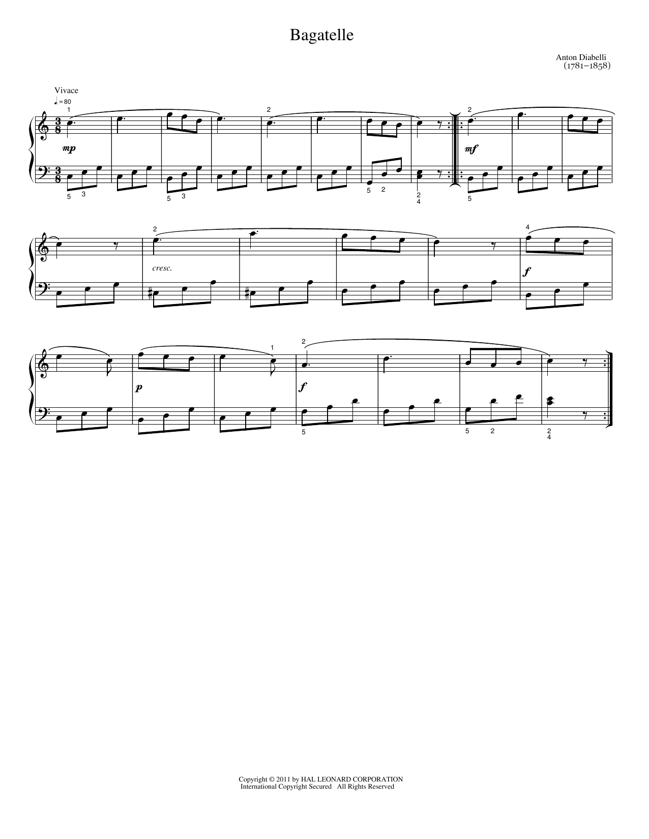 Bagatelle: Easy Piano