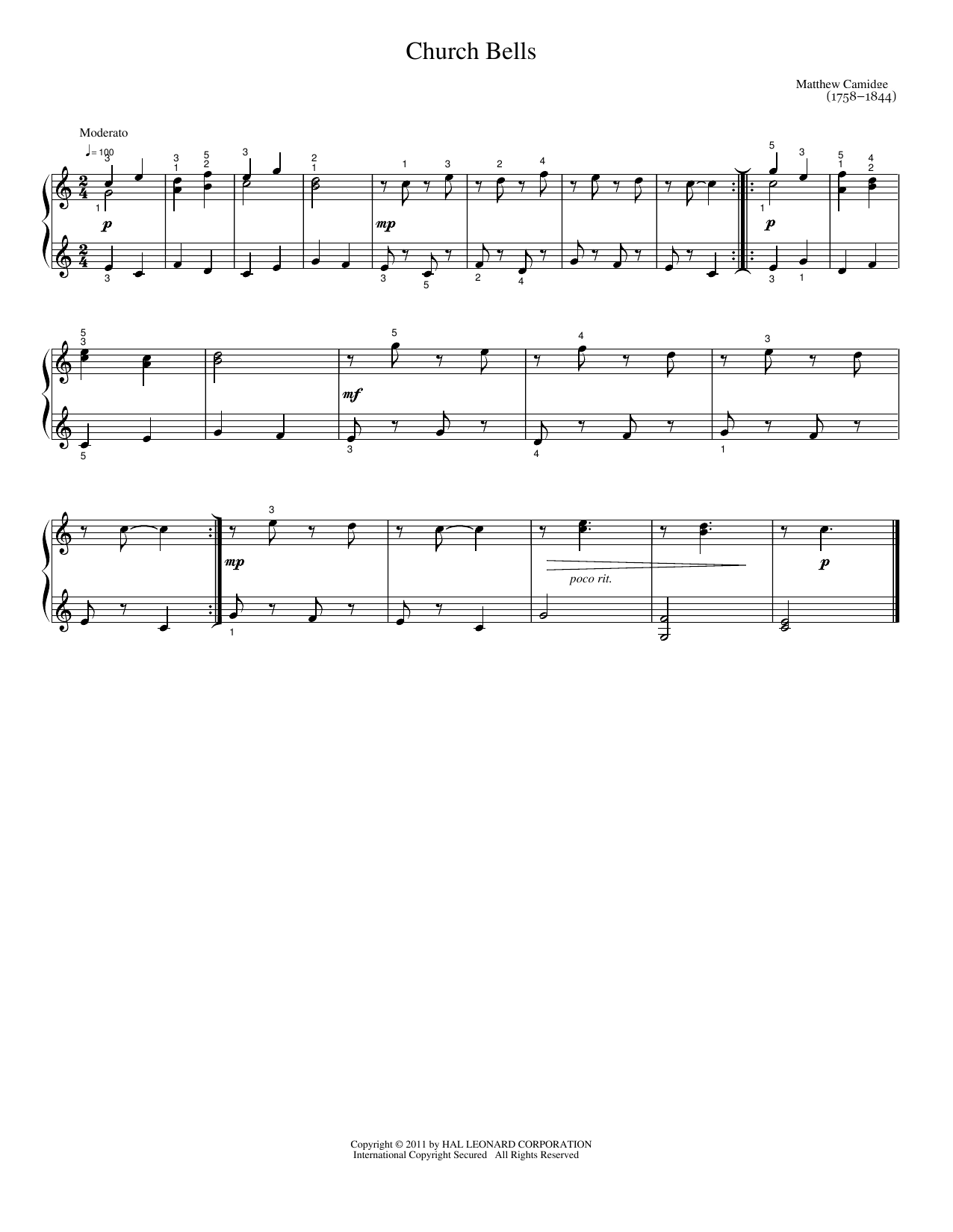 Church Bells: Easy Piano
