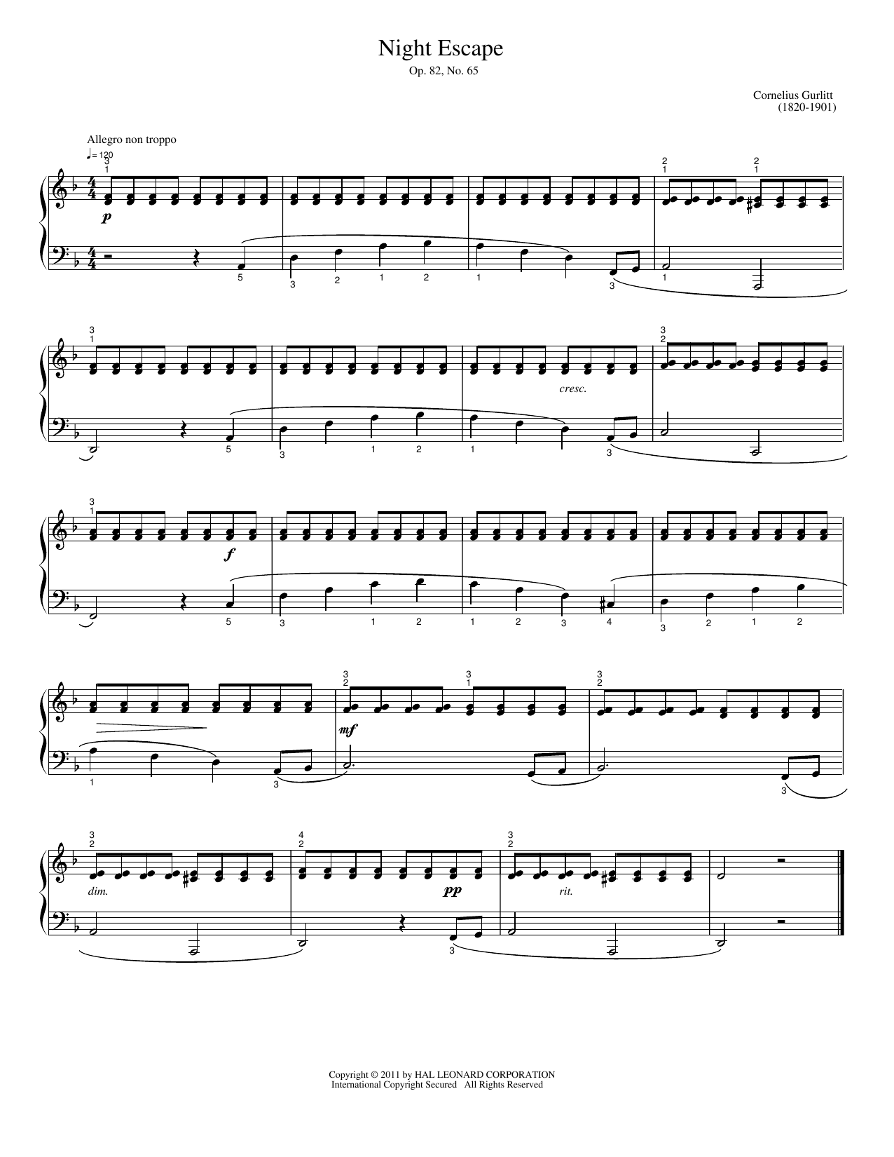 Night Escape: Easy Piano