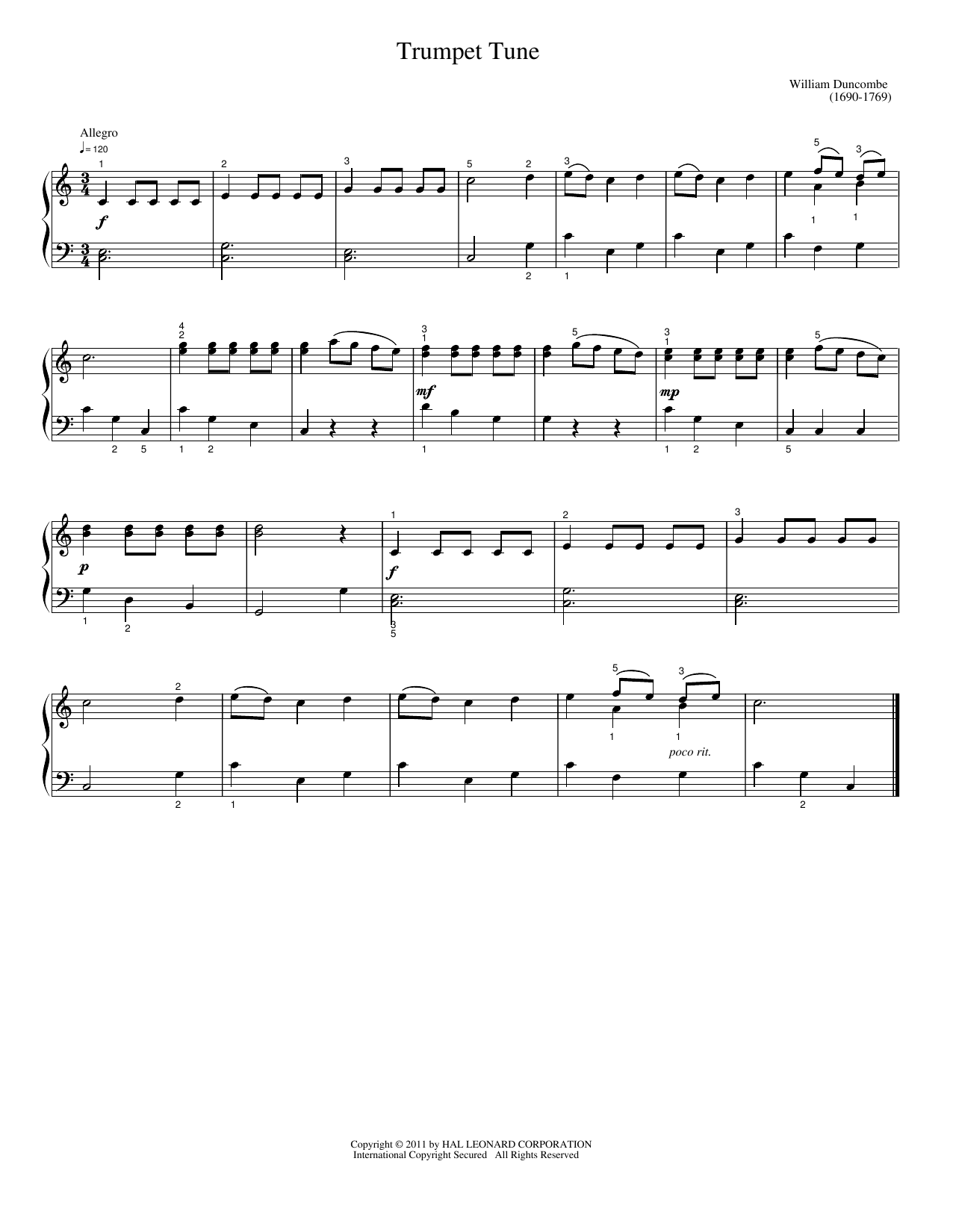 Trumpet Tune: Easy Piano