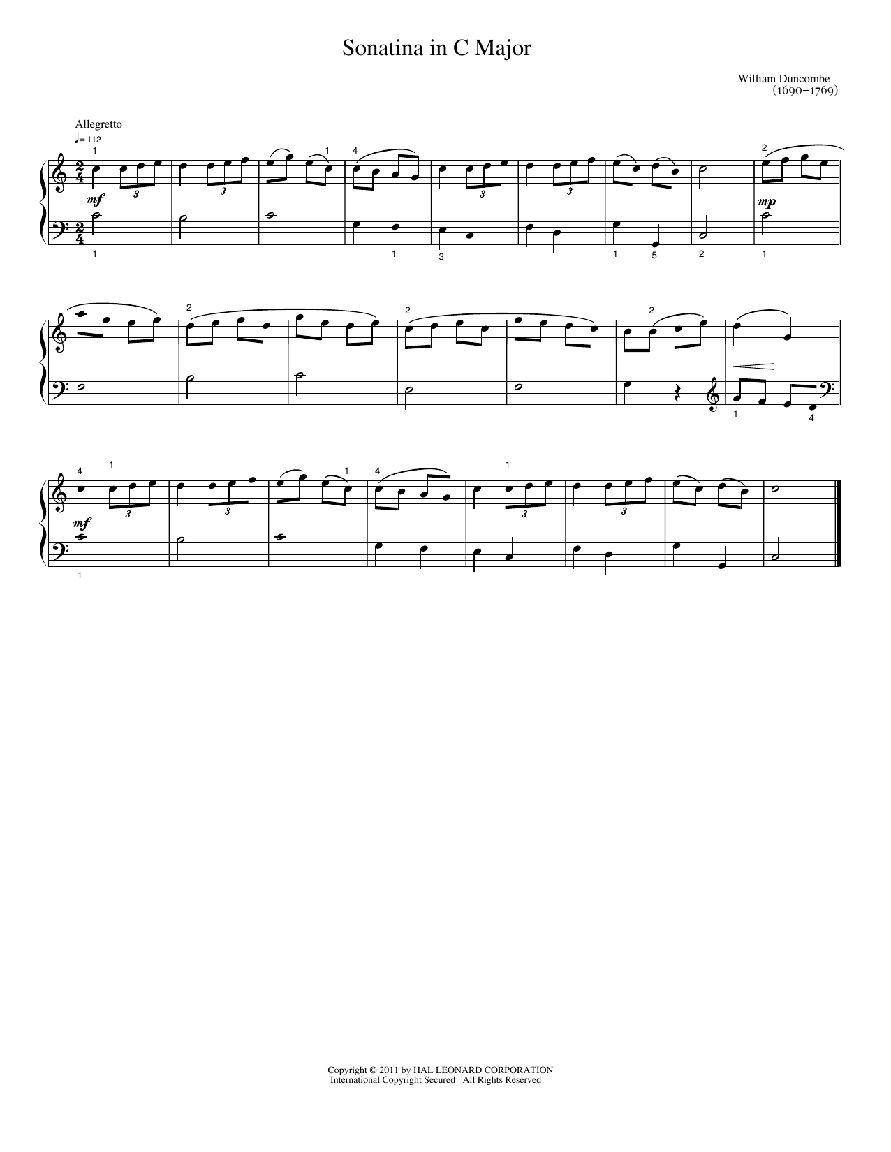 Sonatina in C: Easy Piano