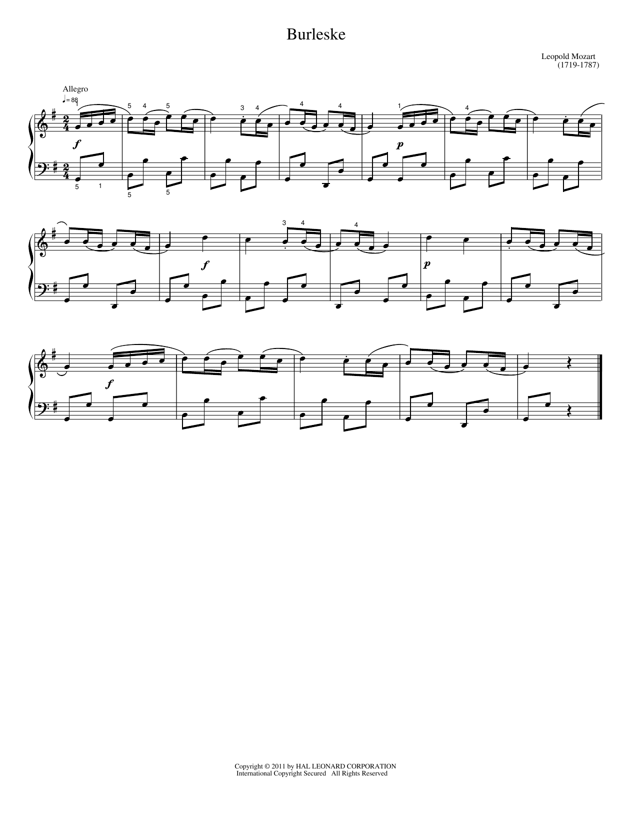 Burleske: Easy Piano