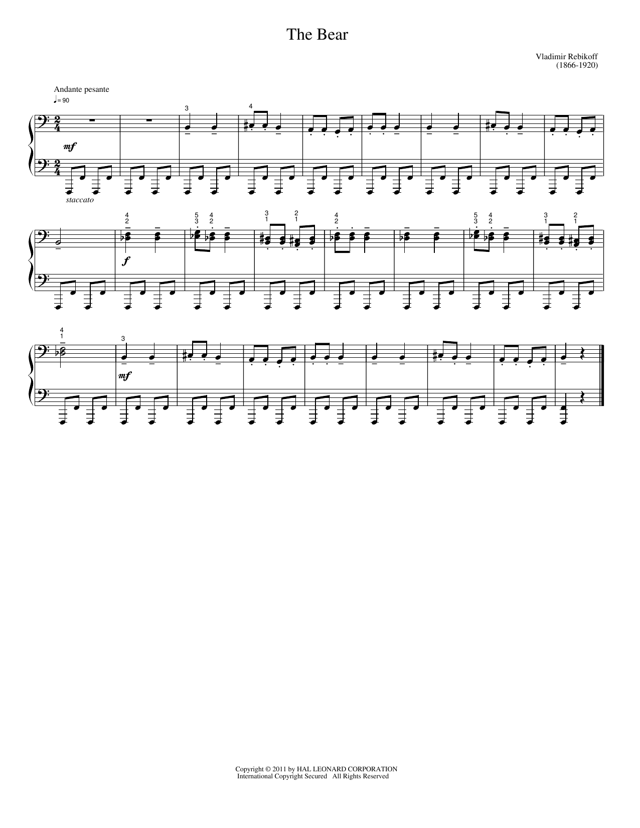 The Bear: Easy Piano