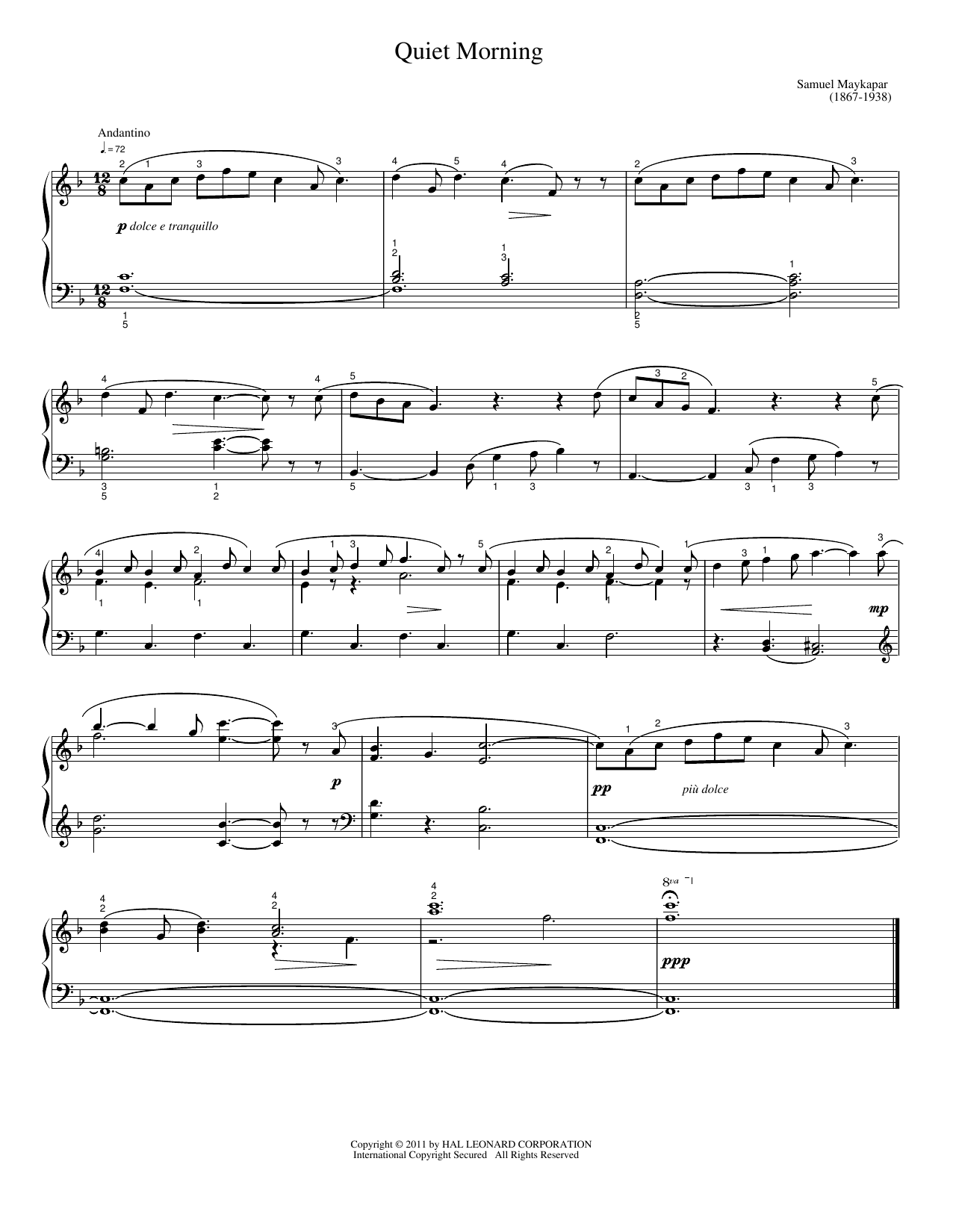 Quiet Morning: Easy Piano