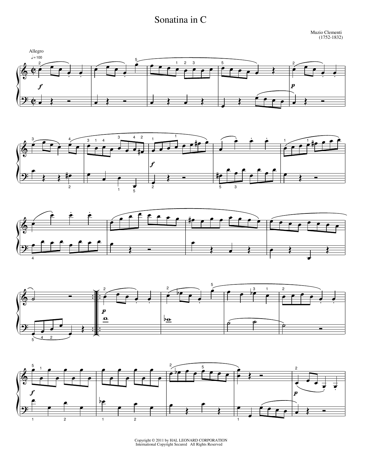 Sonatina in C: Easy Piano