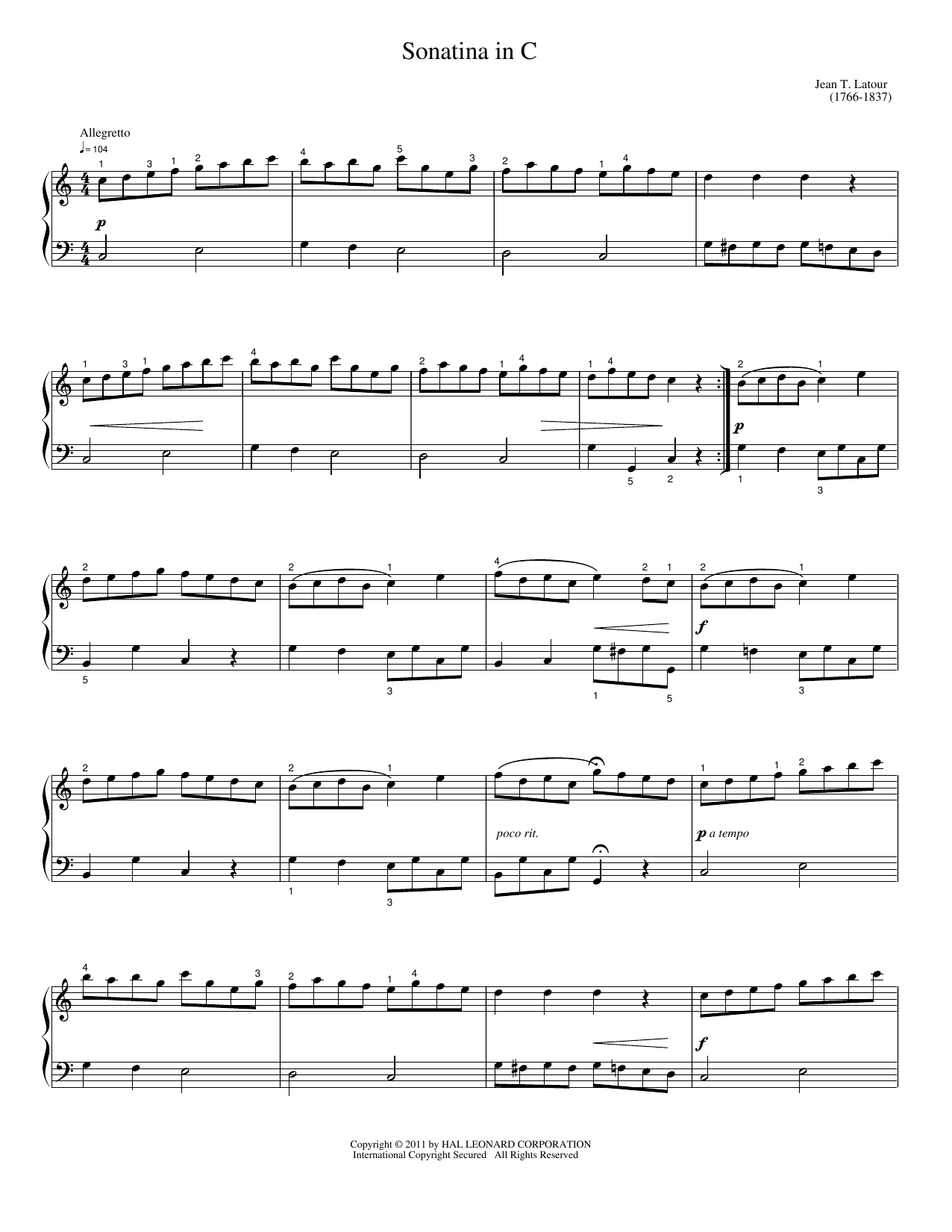Sonatina in C: Easy Piano