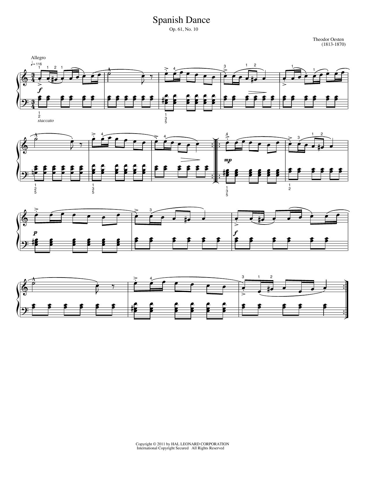 Spanish Dance: Easy Piano