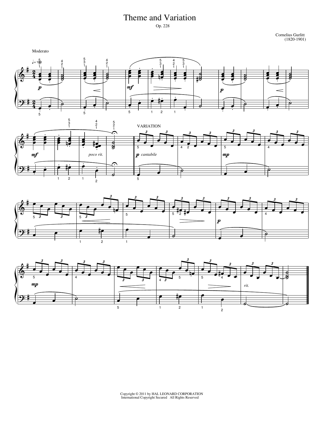 Theme and Variation: Easy Piano