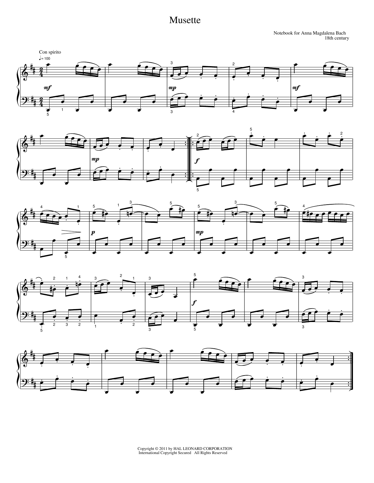 Musette: Easy Piano