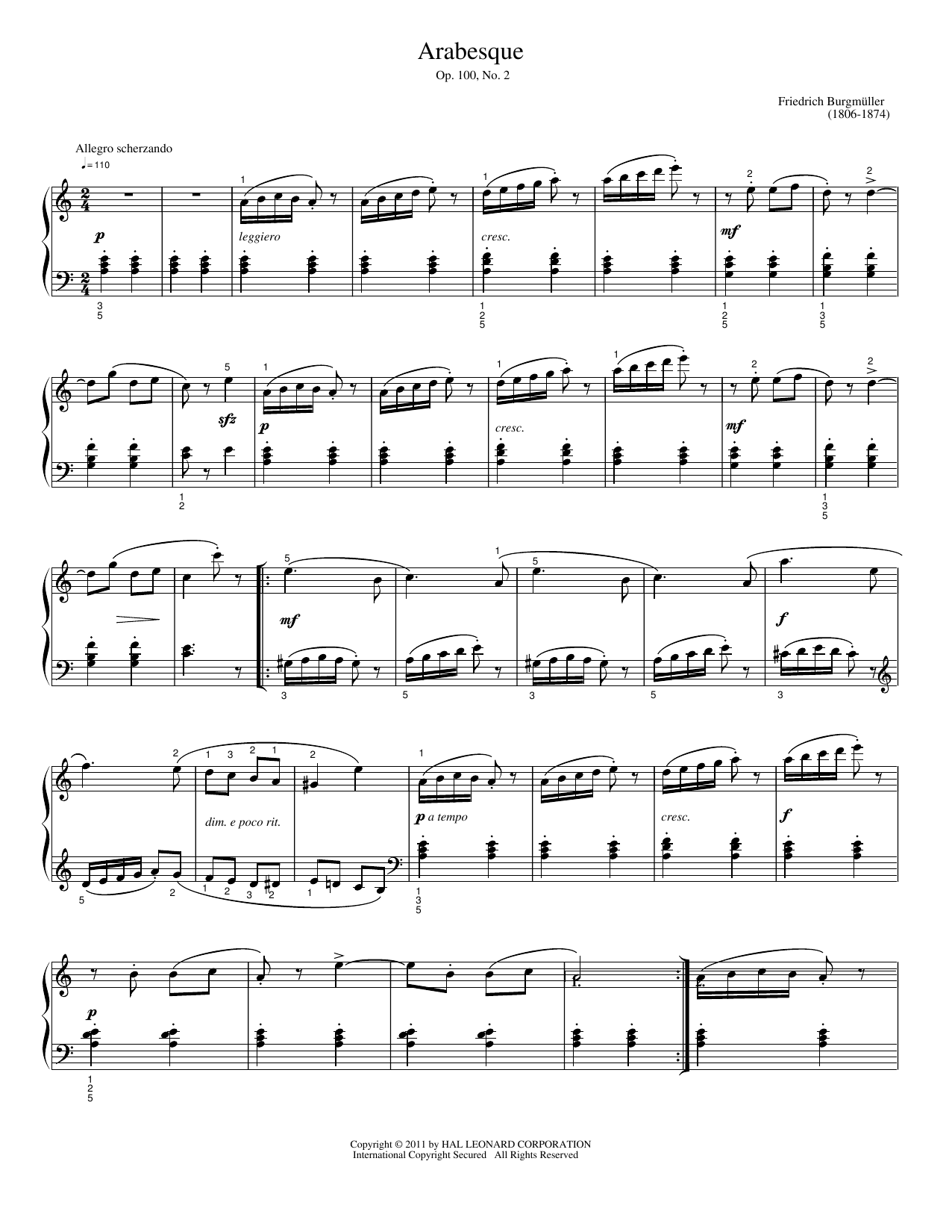 Arabesque: Easy Piano