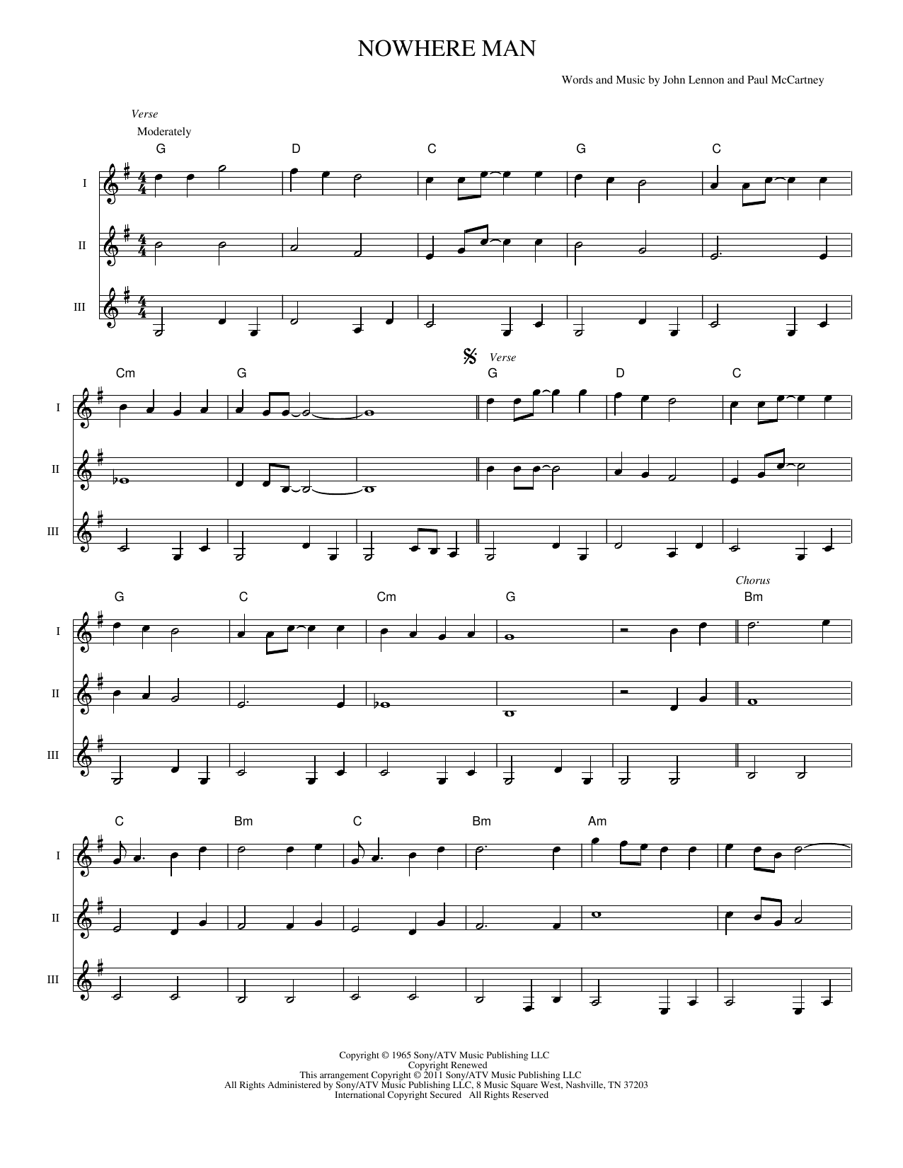Nowhere Man Sheet Music | The Beatles | Guitar Ensemble