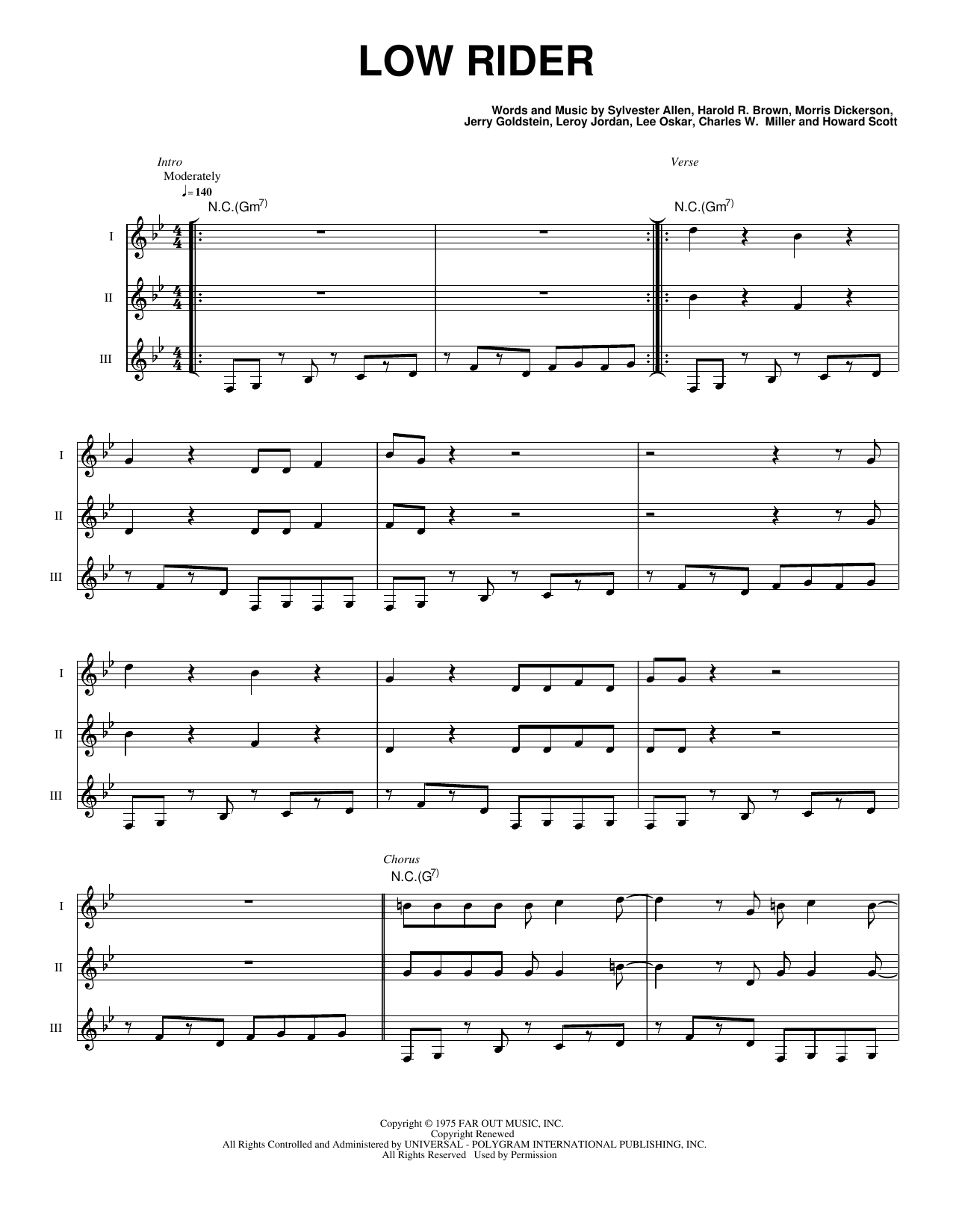 Low Rider Sheet Music War Guitar Ensemble