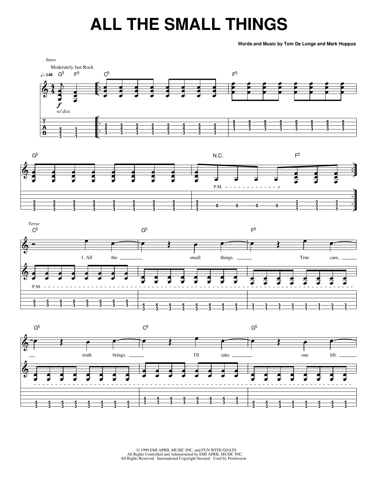 All the Small Things: Guitar Tab