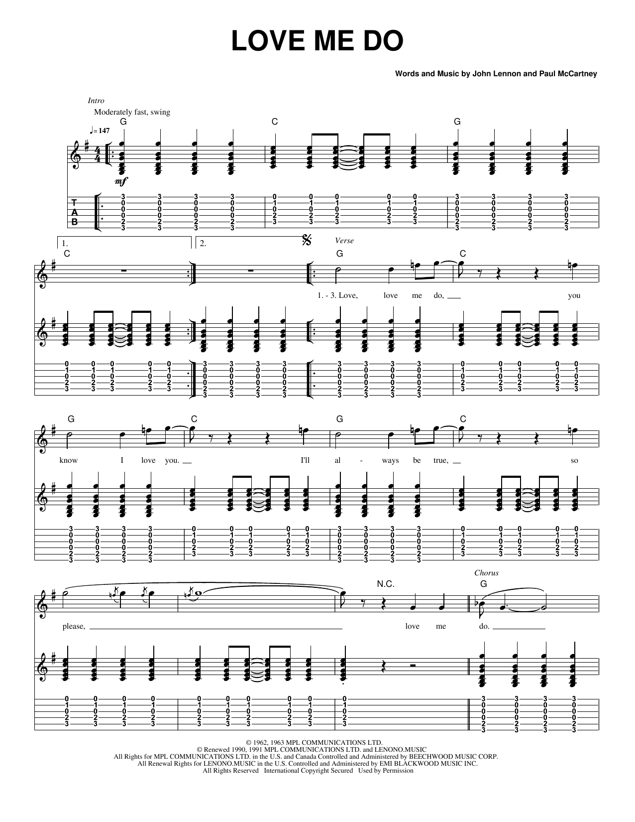 Love Me Do: Guitar Tab