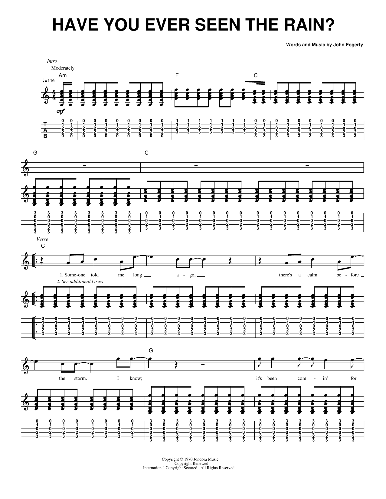 Have You Ever Seen The Rain?: Guitar Tab