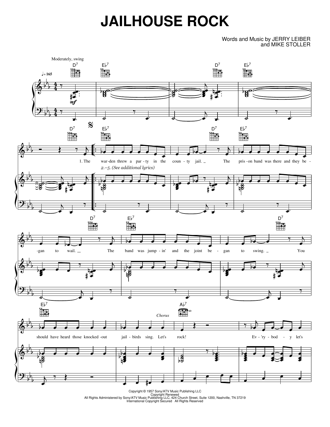 Jailhouse Rock: Piano/Vocal/Guitar Sheet