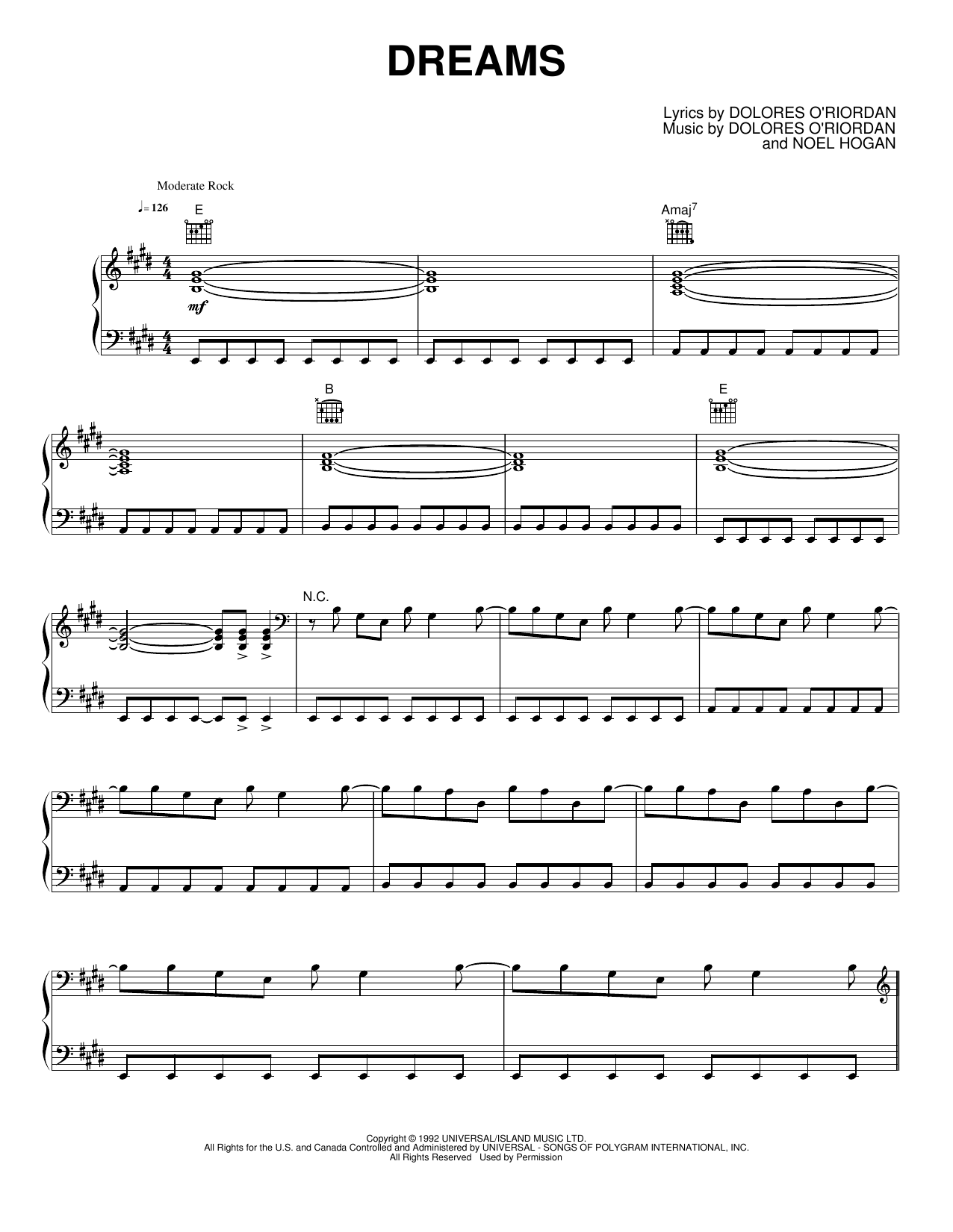 Dreams: Piano/Vocal/Guitar Sheet