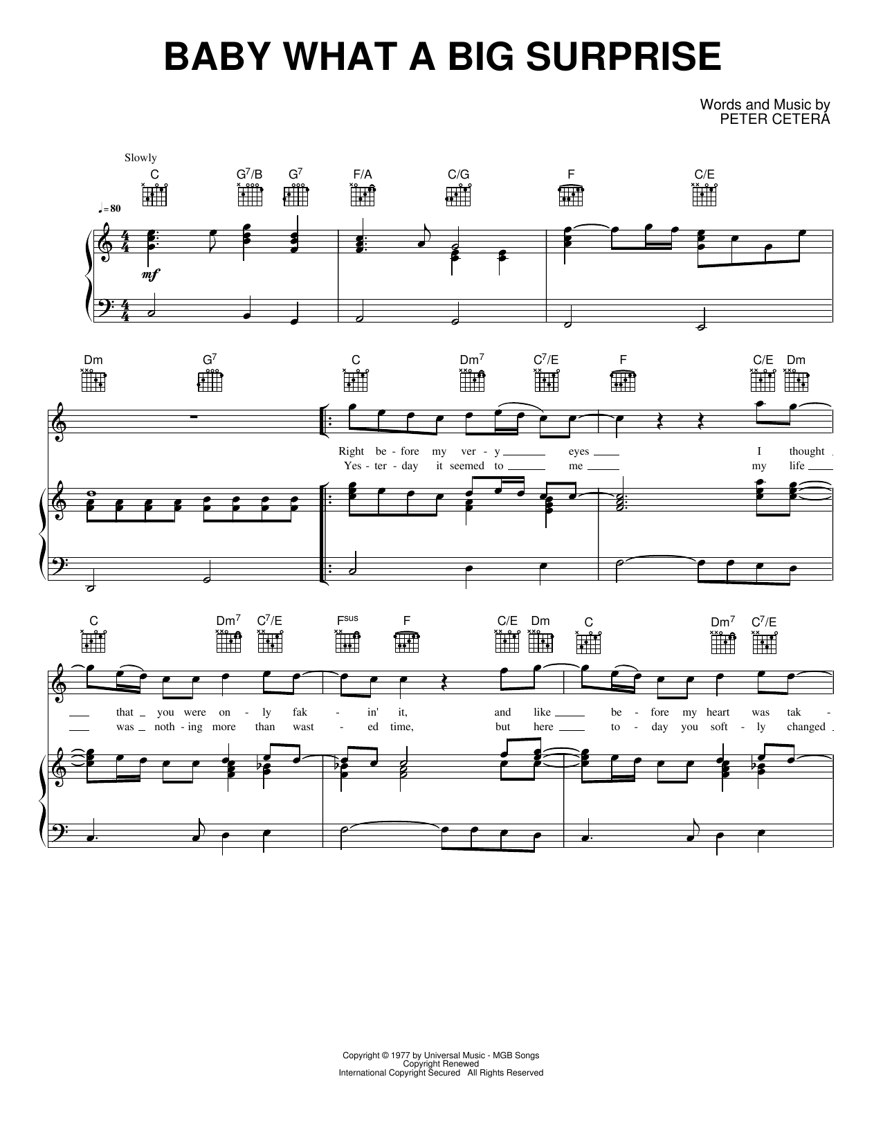Baby What a Big Surprise: Piano/Vocal/Guitar Sheet