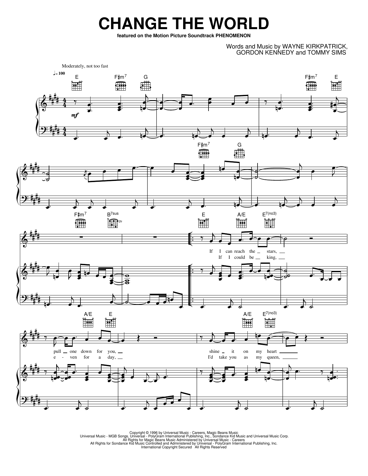 Change The World: Piano/Vocal/Guitar Sheet