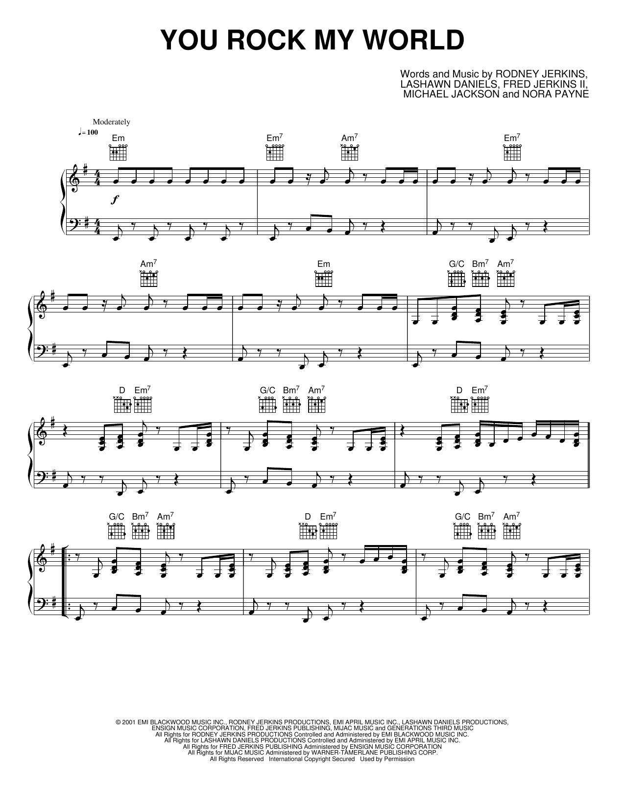 You Rock My World: Piano/Vocal/Guitar Sheet