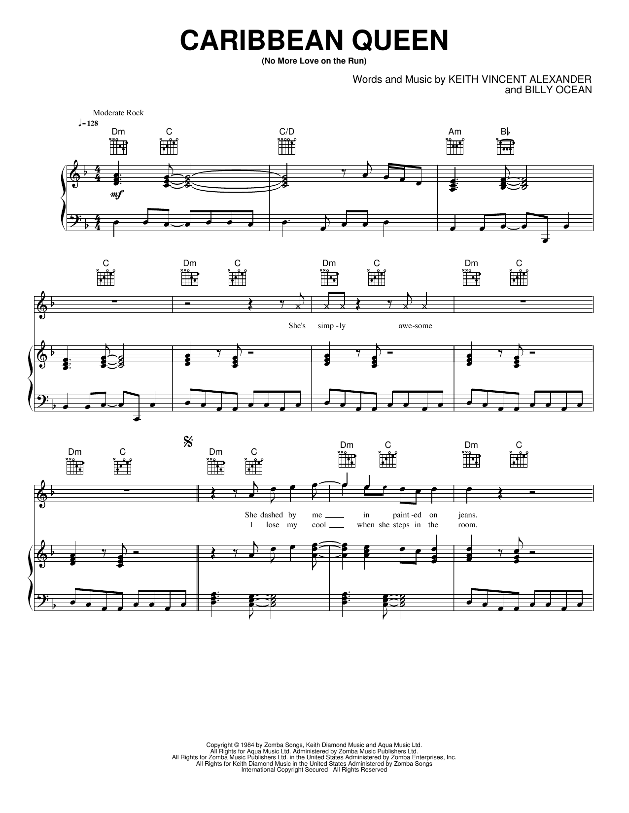 Caribbean Queen: Piano/Vocal/Guitar Sheet