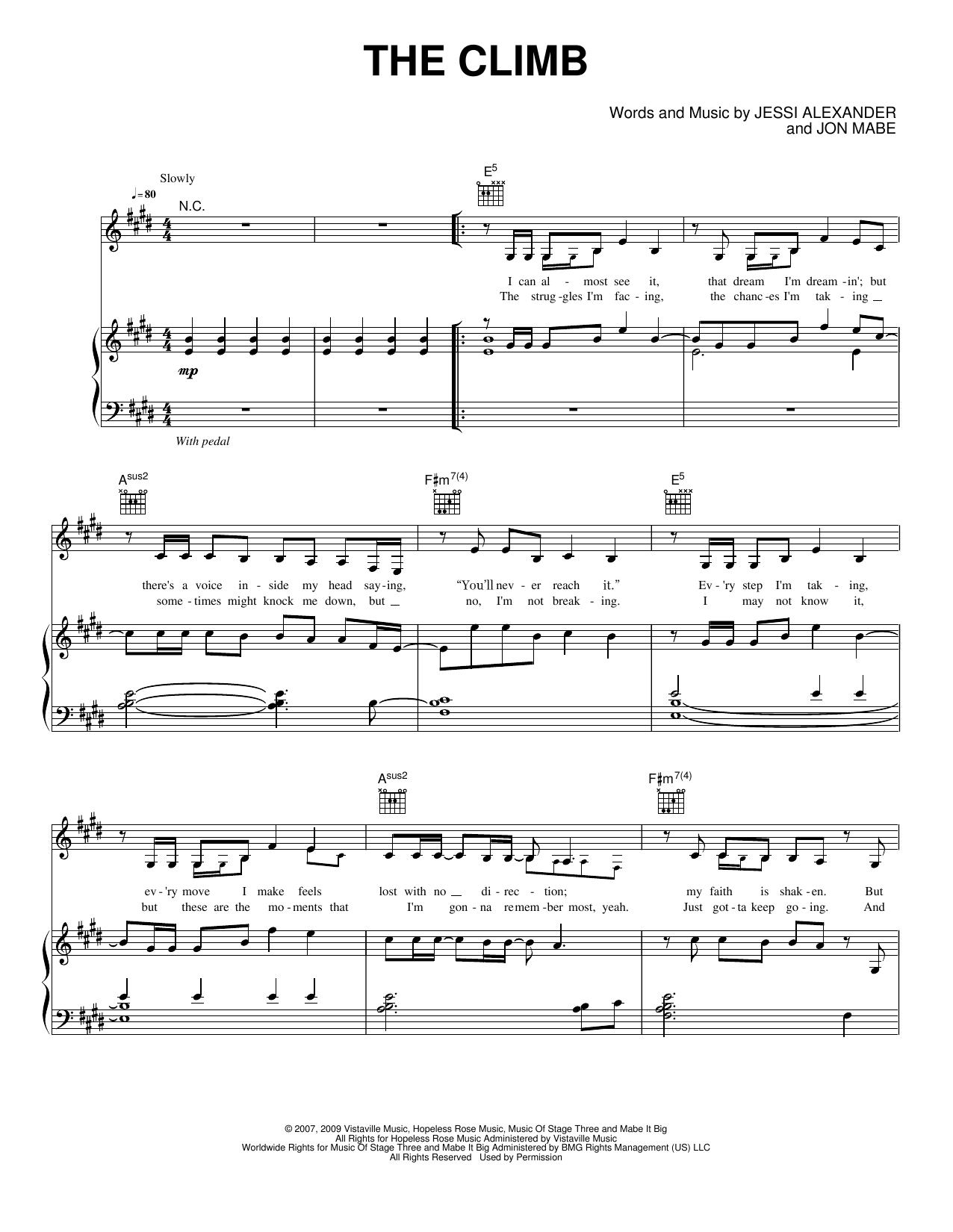 The Climb: Piano/Vocal/Guitar Sheet