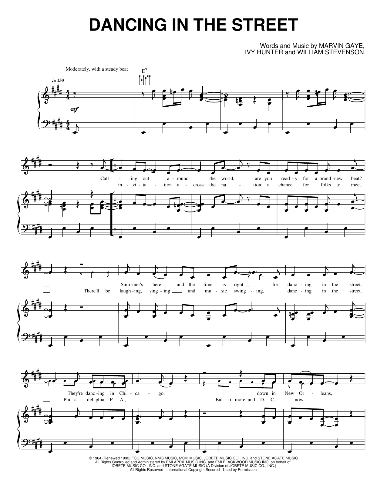 Dancing in the Street: Piano/Vocal/Guitar Sheet