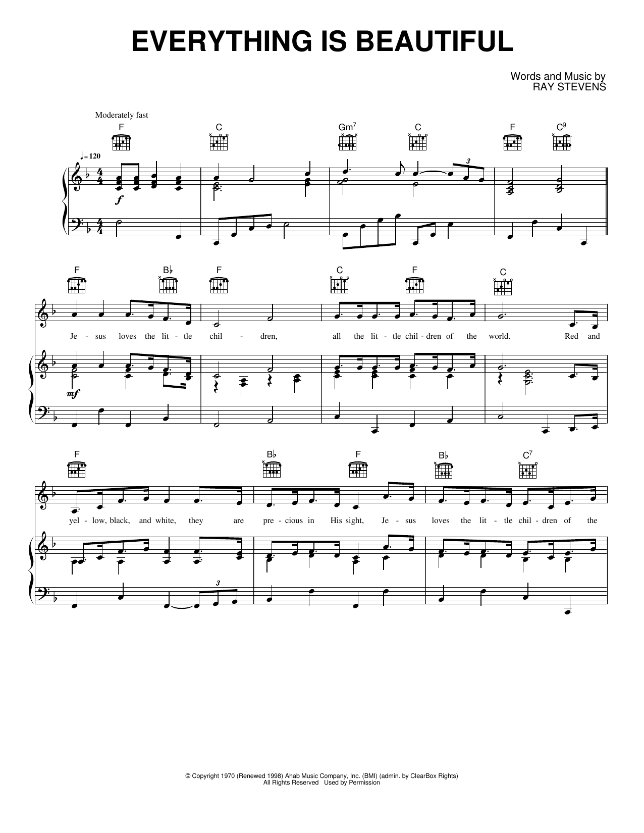 Everything Is Beautiful: Piano/Vocal/Guitar Sheet