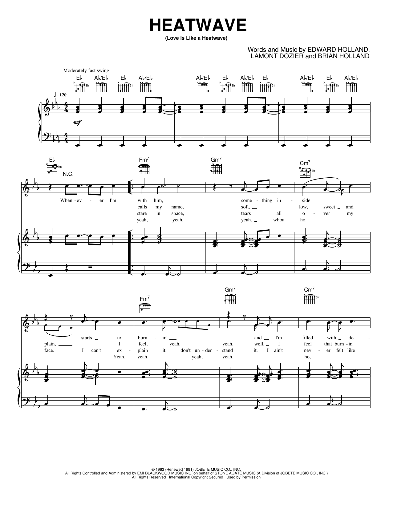 Heatwave (Love Is Like A Heatwave): Piano/Vocal/Guitar Sheet