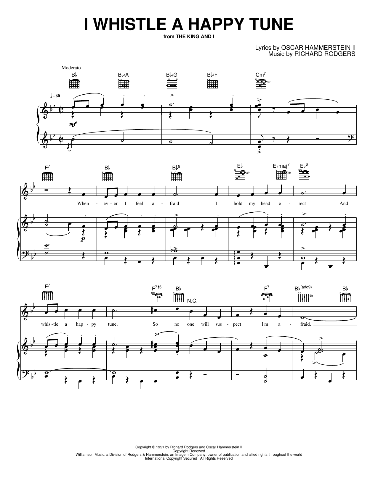 I Whistle a Happy Tune: Piano/Vocal/Guitar Sheet