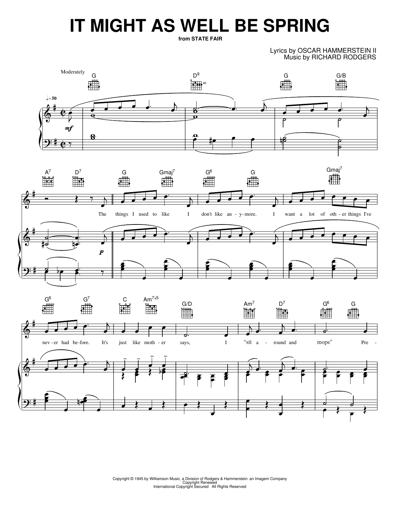 It Might as Well Be Spring: Piano/Vocal/Guitar Sheet