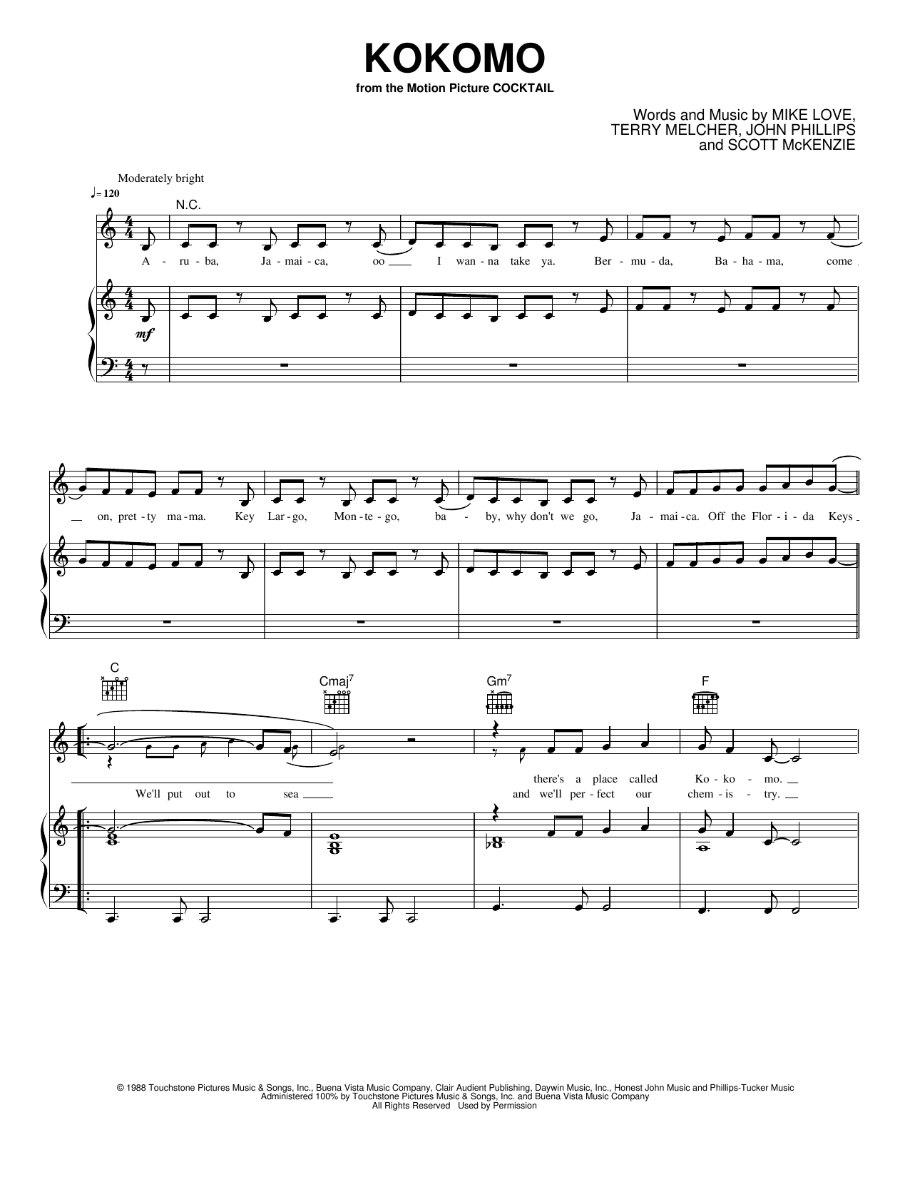 Kokomo: Piano/Vocal/Guitar Sheet