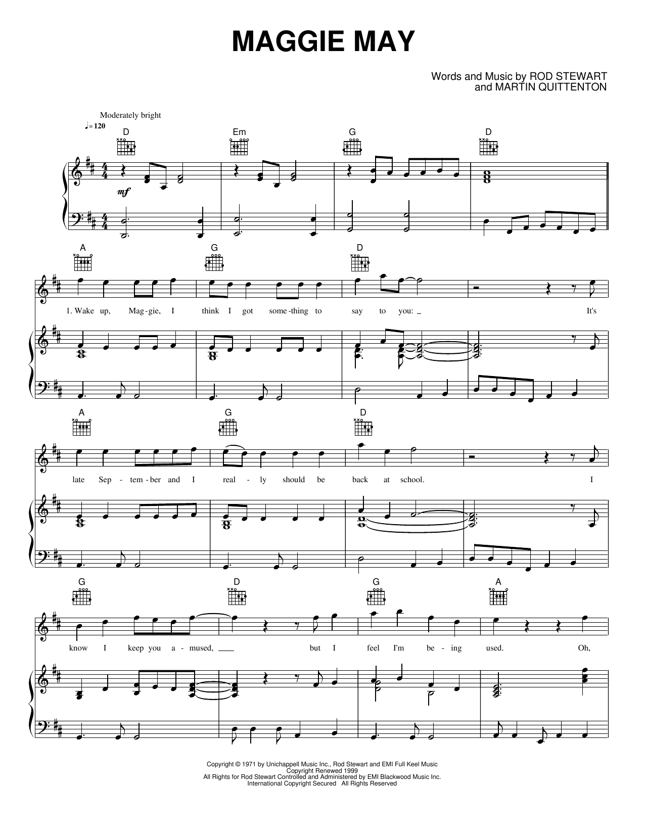 Maggie May: Piano/Vocal/Guitar Sheet