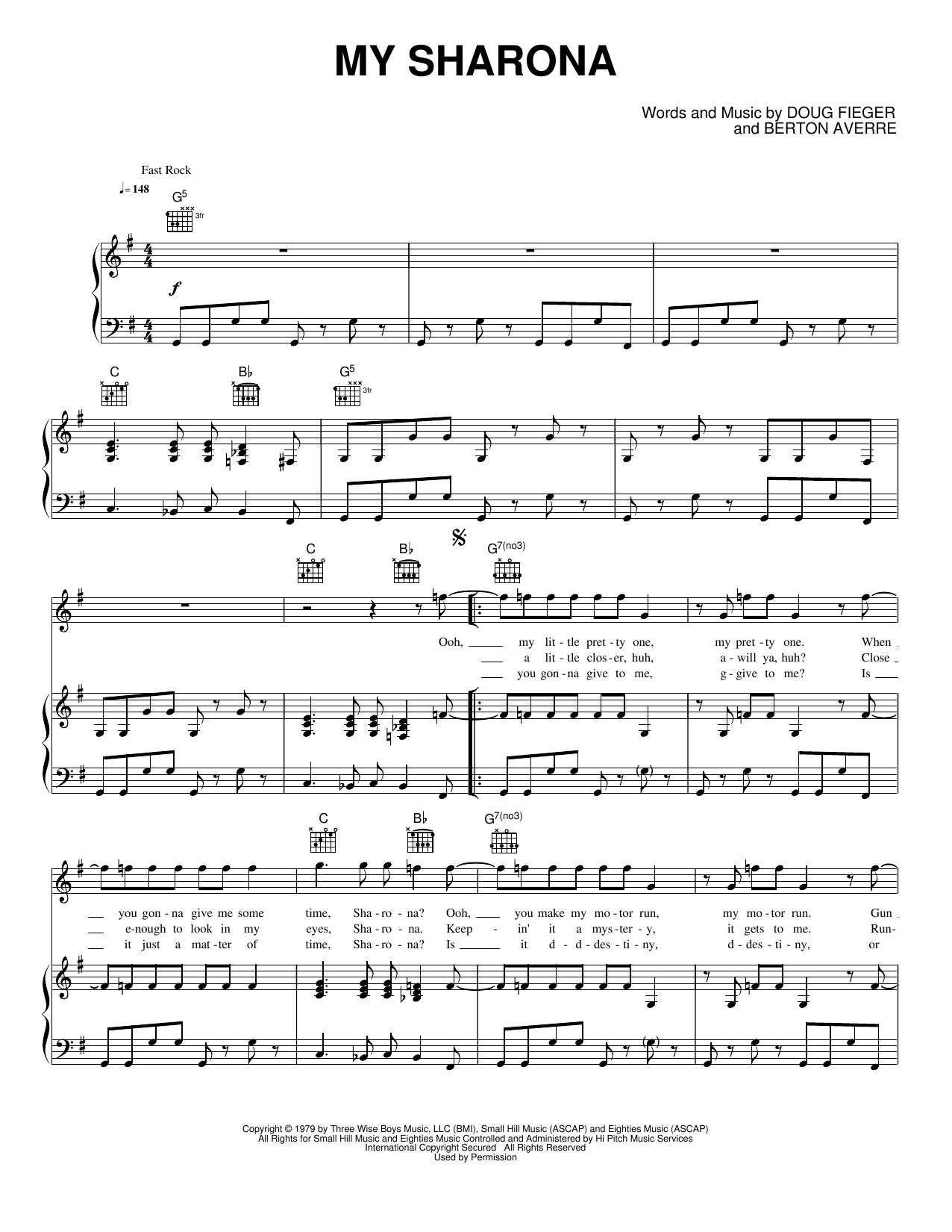 My Sharona: Piano/Vocal/Guitar Sheet