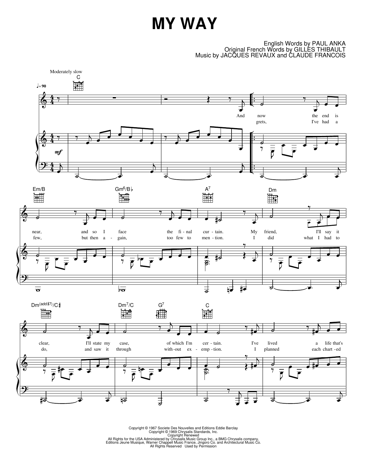 My Way: Piano/Vocal/Guitar Sheet