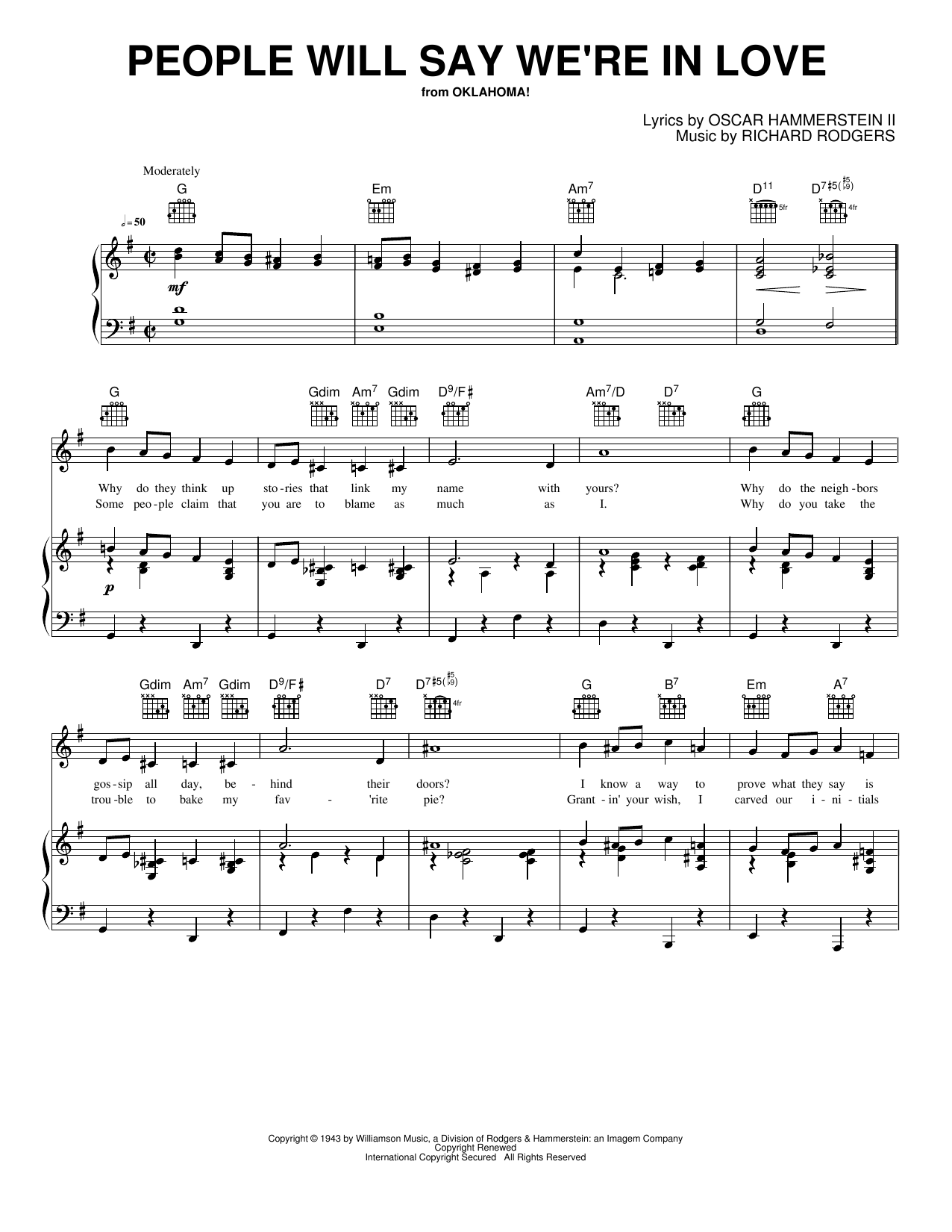 People Will Say We're In Love: Piano/Vocal/Guitar Sheet