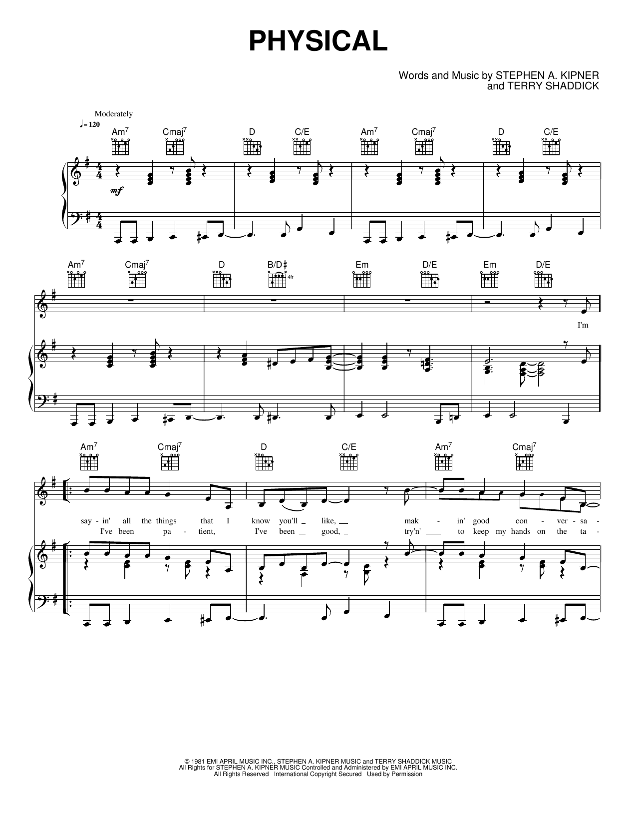 Physical: Piano/Vocal/Guitar Sheet