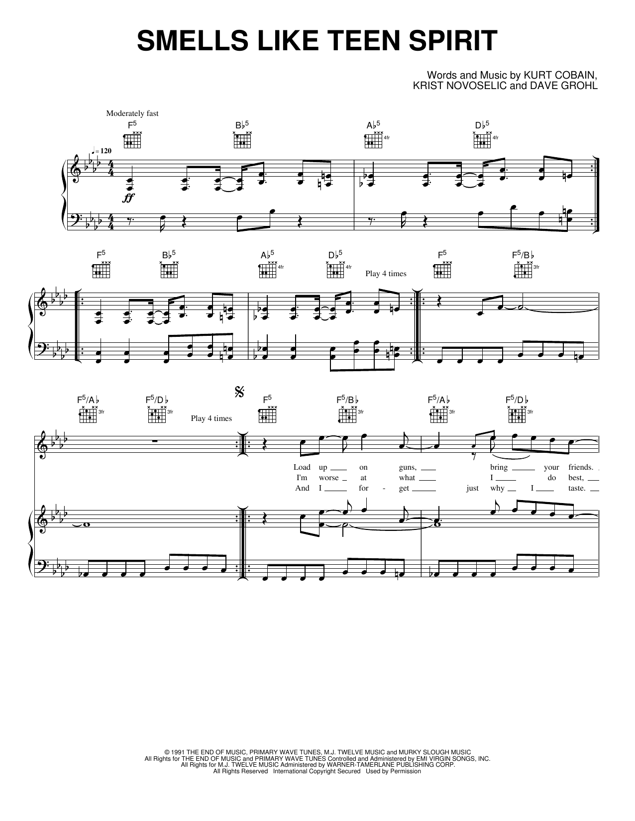 Smells Like Teen Spirit: Piano/Vocal/Guitar Sheet