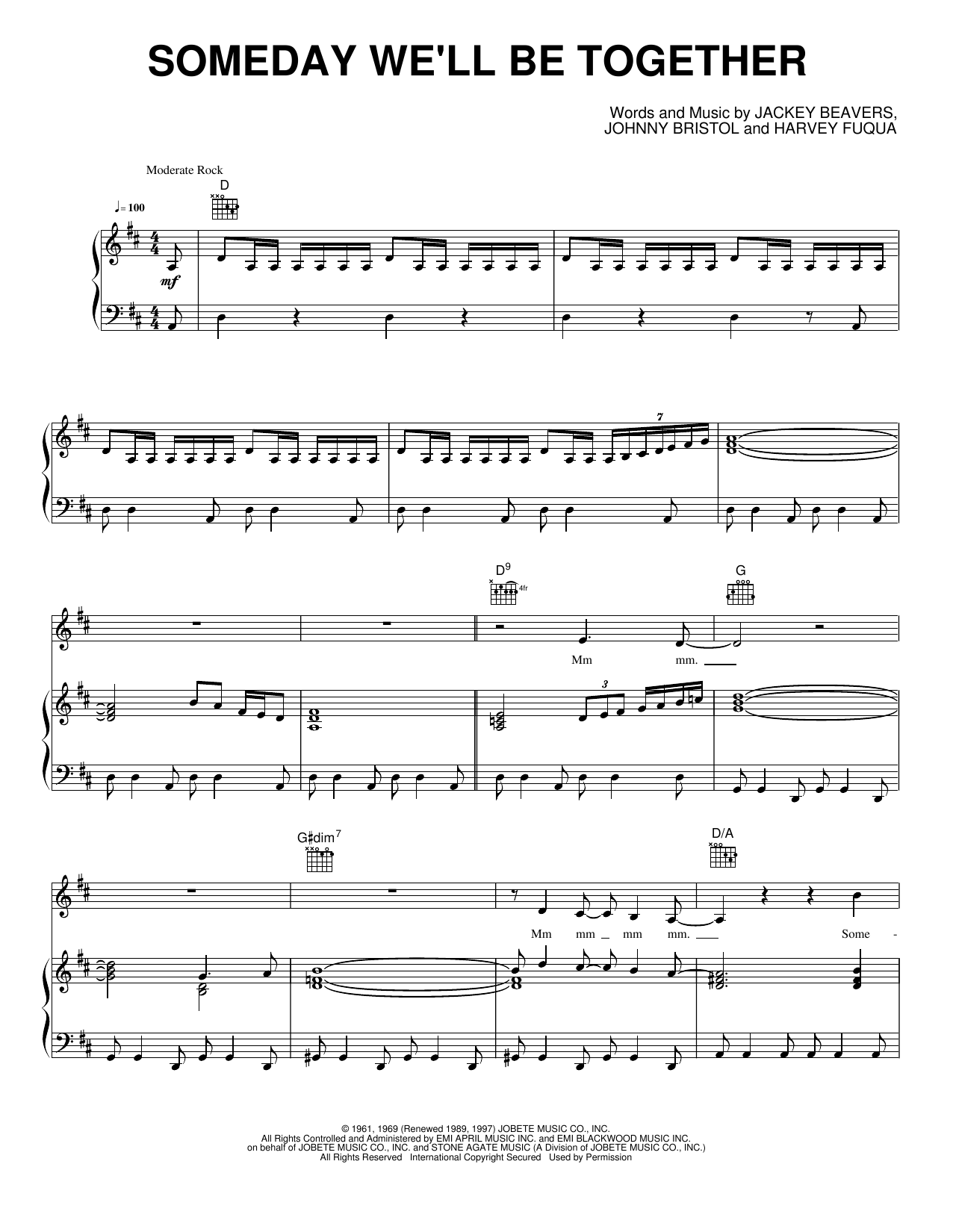 Someday We'll Be Together: Piano/Vocal/Guitar Sheet