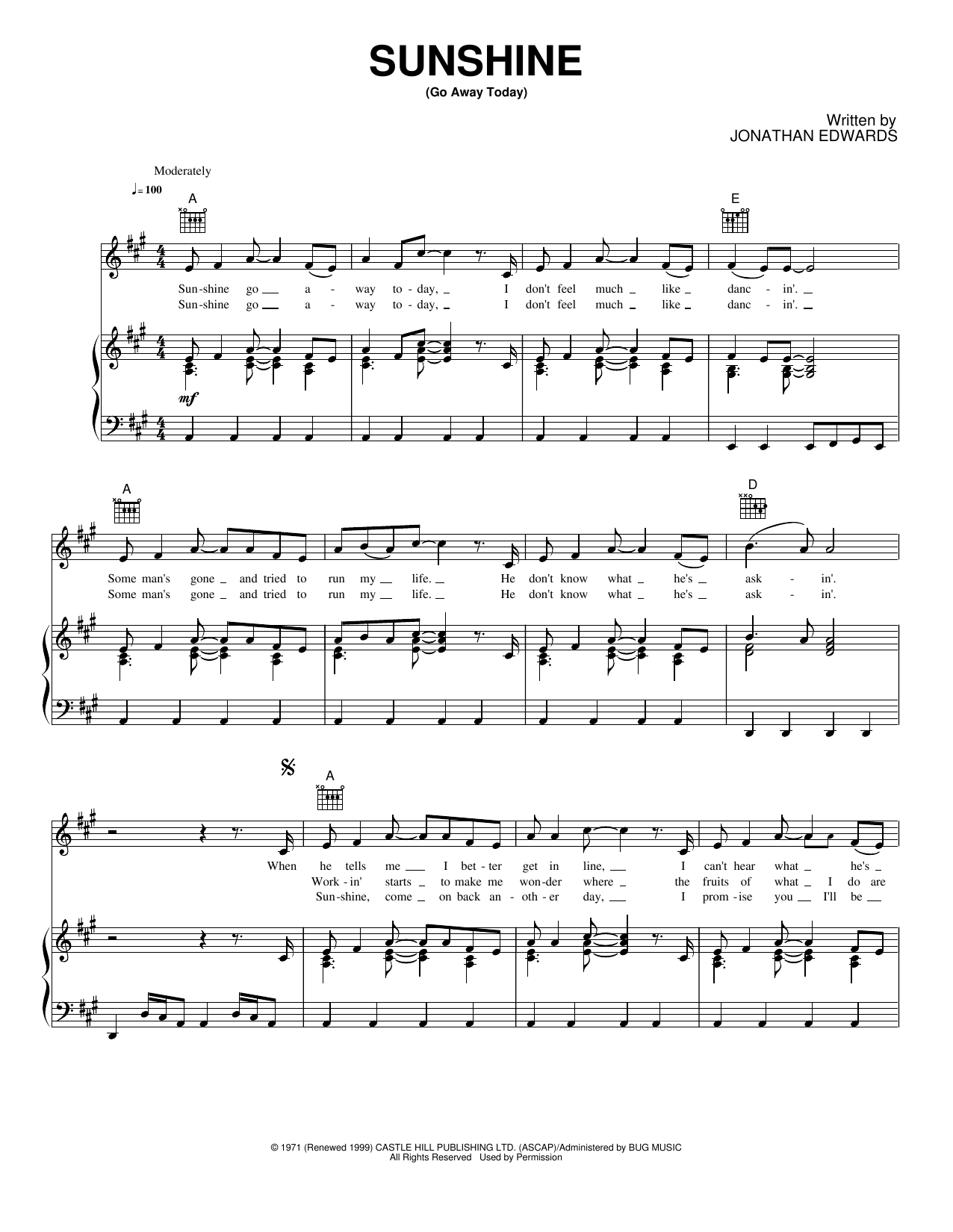 Sunshine Of Your Love: Piano/Vocal/Guitar Sheet