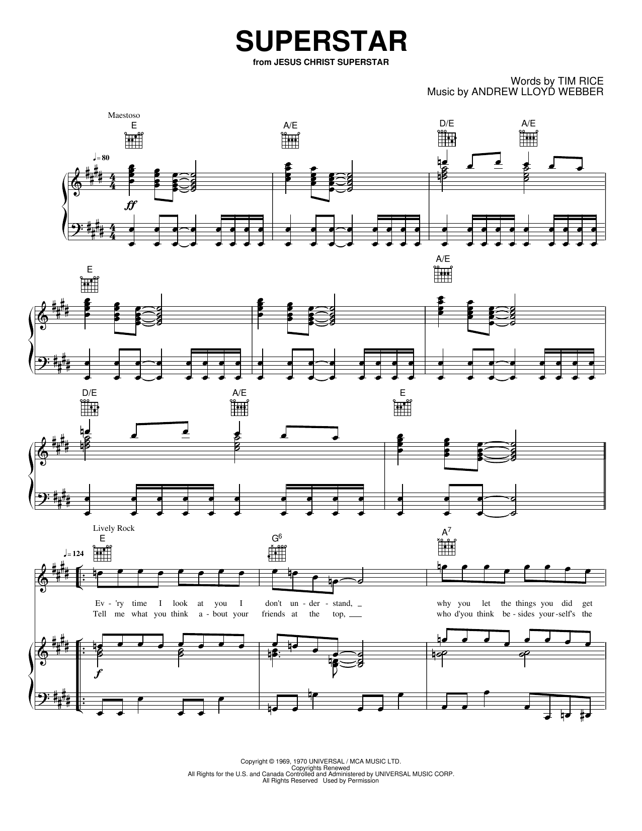 Superstar: Piano/Vocal/Guitar Sheet