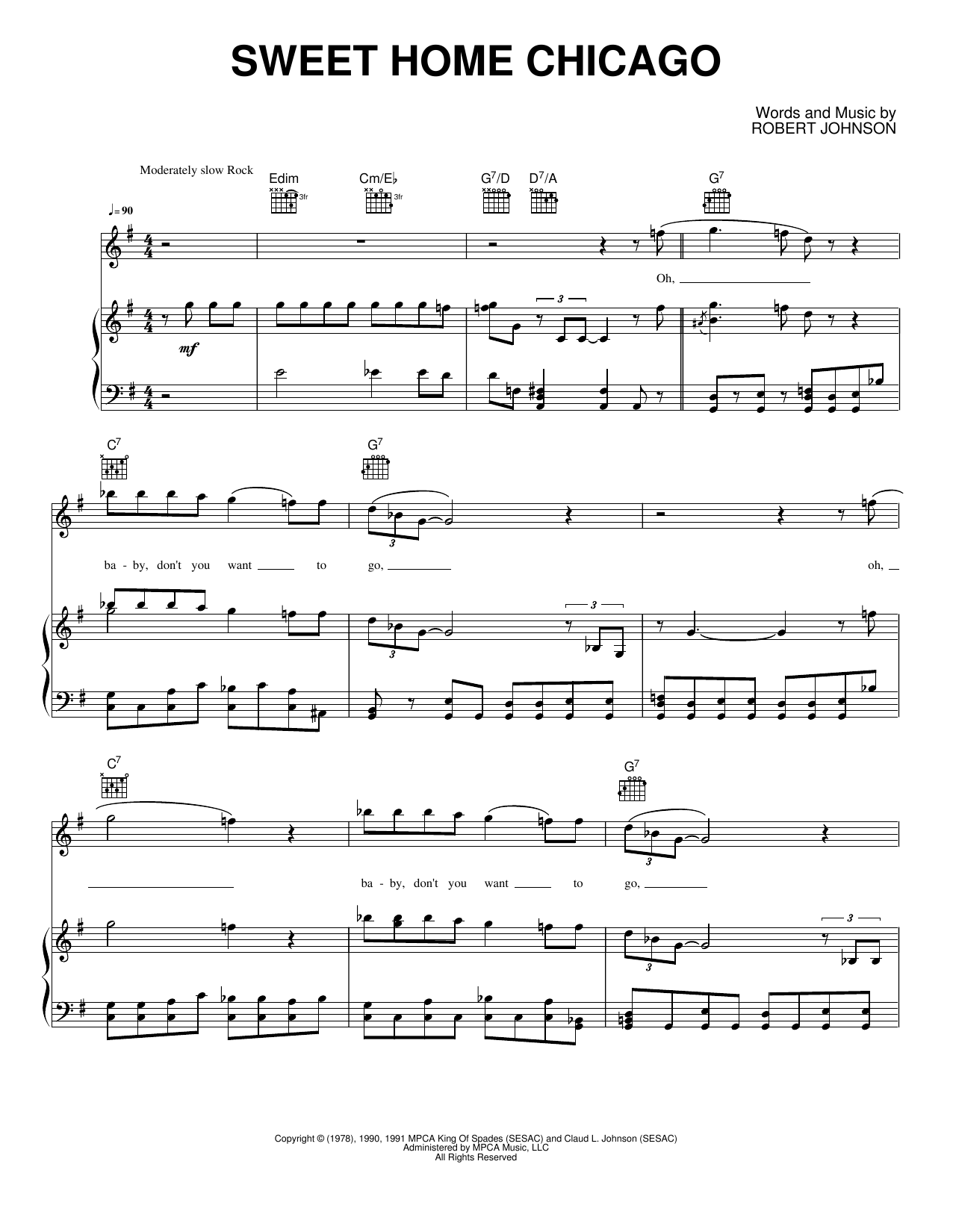 Sweet Home Chicago: Piano/Vocal/Guitar Sheet