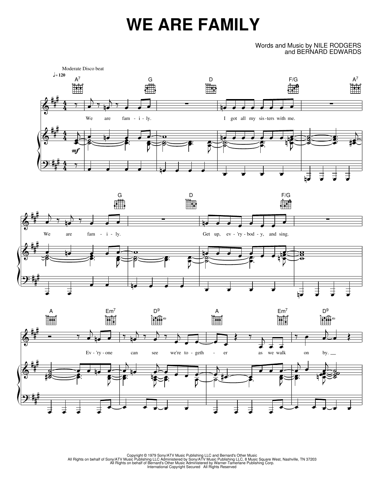 We Are Family: Piano/Vocal/Guitar Sheet